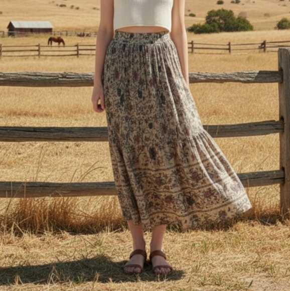 Vintage Dresses & Skirts - Vintage Krist Gudnason floral prairie skirt